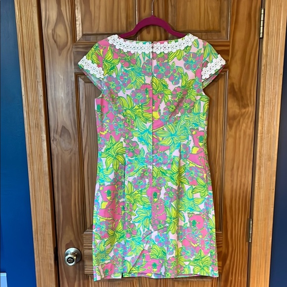 Lilly Pulitzer Green and Pink Asymmetrical Sheath Dress - Picture 6 of 6